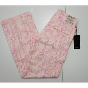 True Religion Women's Light Pink Baggy Camo Military Cargo Pants Size 27x32 NWT
